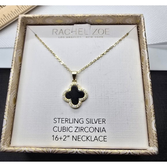 Rachel Zoe Onyx Clover Necklace – 18K Gold Plated - Picture 4 of 15